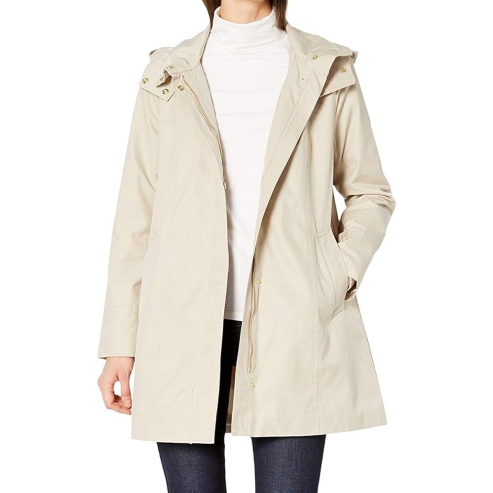 Cole Haan Hooded Trench Coat in Sand